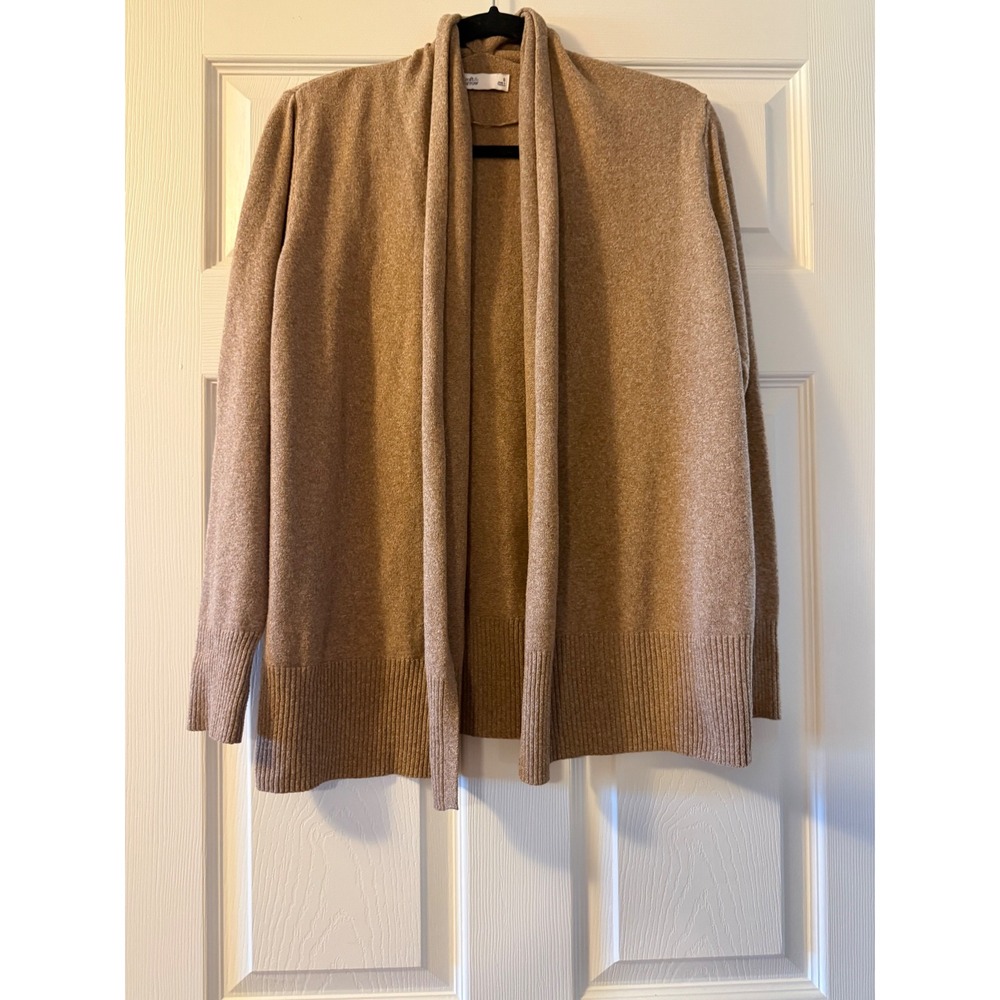 Croft & Barrow Cardigan Womens S Tan Open Front Shawl Collar Heathered Knit Fall